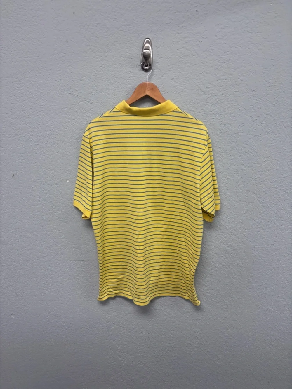 Ralph Lauren M’s Lg Polo Golf in Yellow with Navy Stripes. Pima Cotton. Soft!